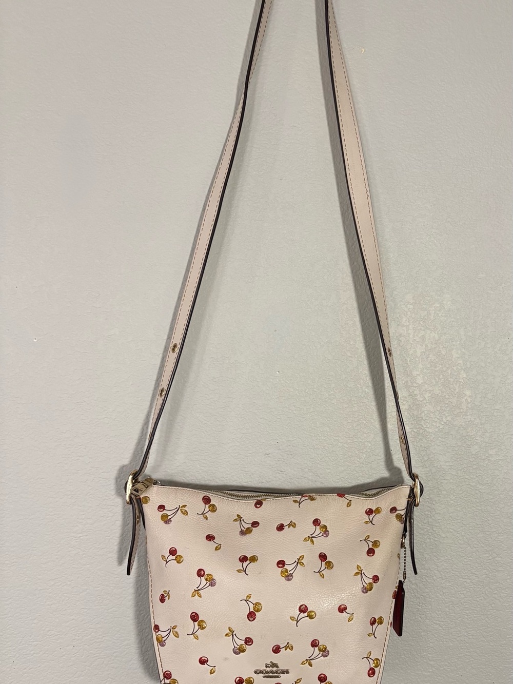 COACH Small Dufflette Cherry Print Crossbody Bag 27504 Chalk Multi
